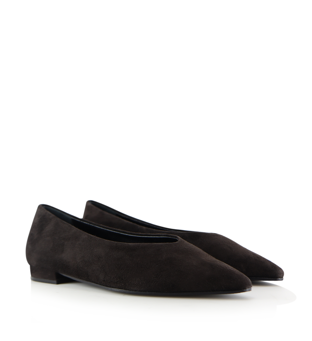 Ginevra ballerina, dark brown suede