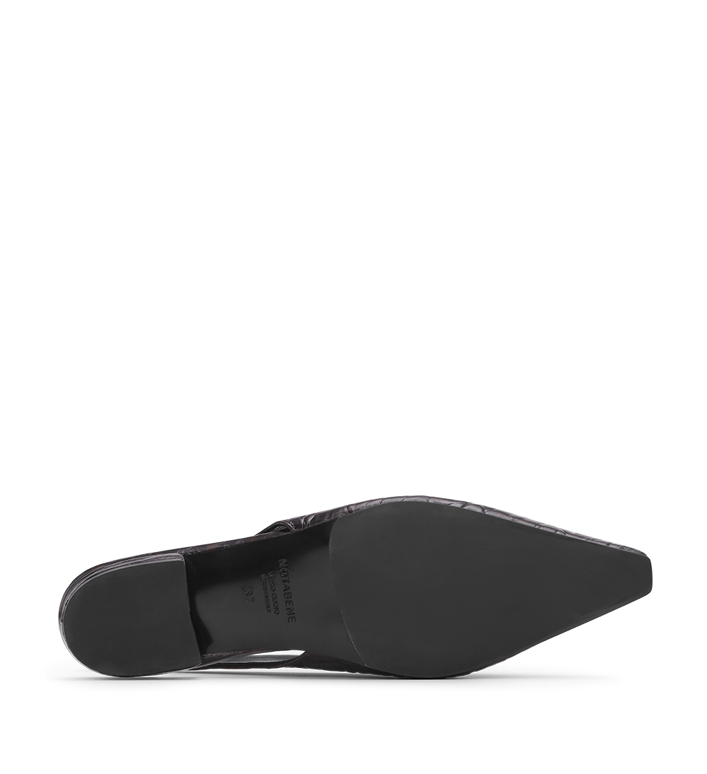Gisella slingback ballerina, mørkebrun croco