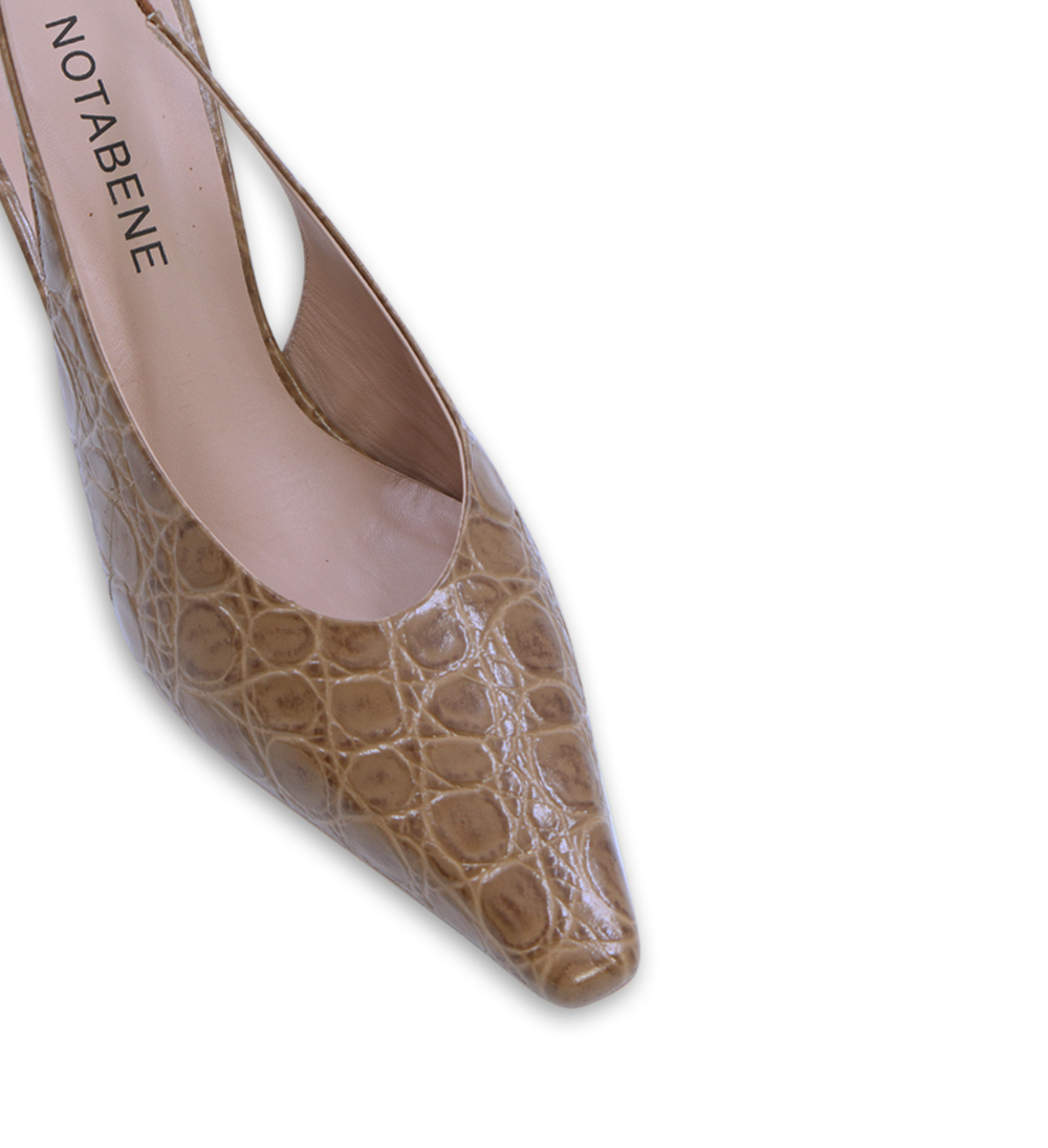 Emmely 70 slingback stilettos, brown croco