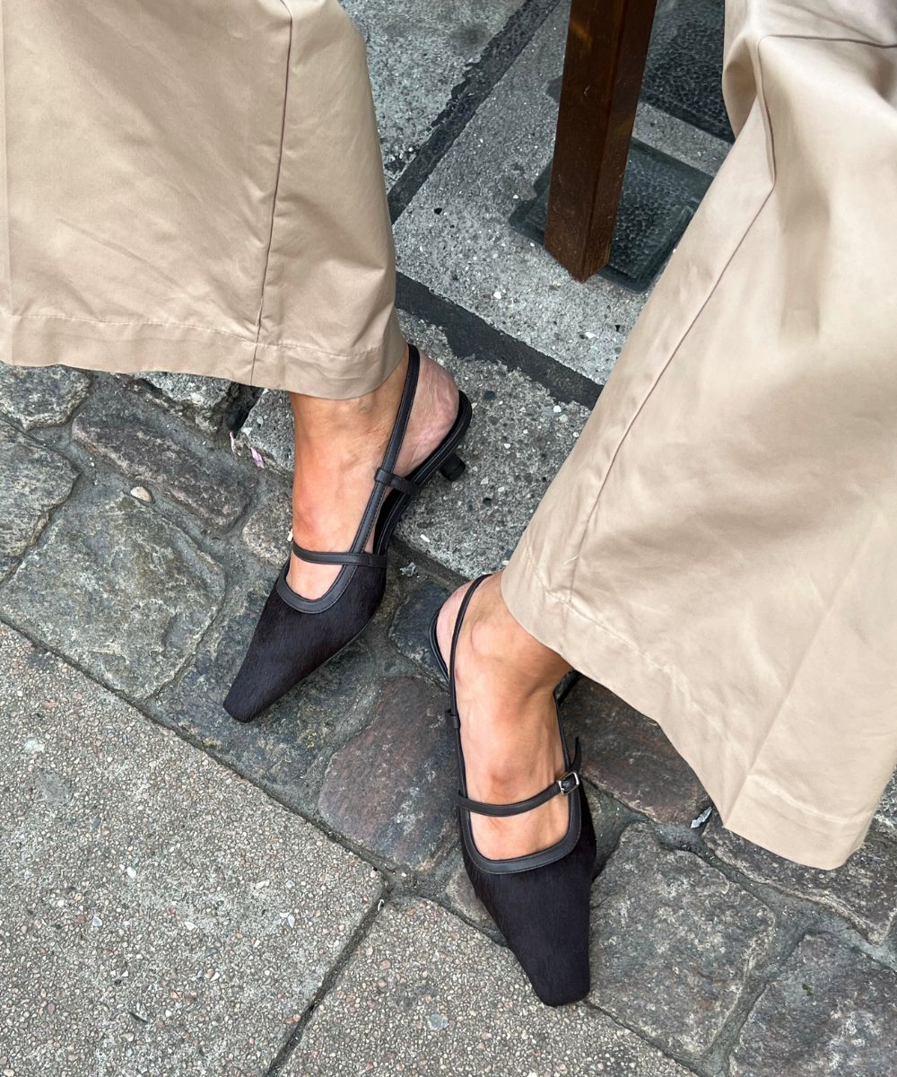 Elenne 35 slingback stiletter, mørkebrun kopels