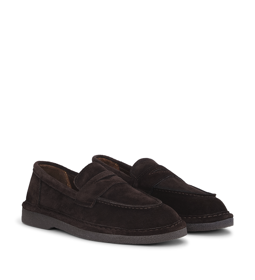 Lunelle loafers, mørkebrun ruskind