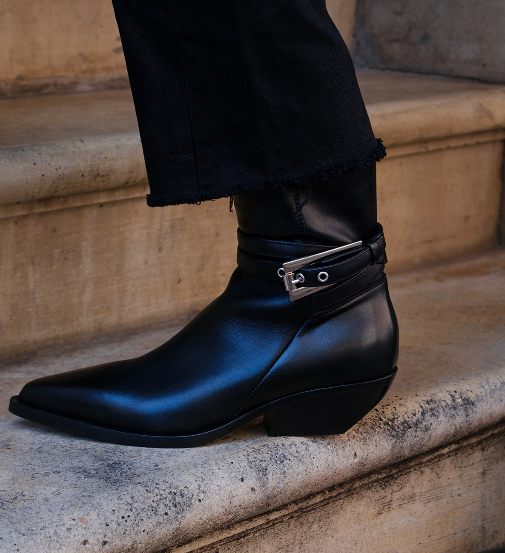 Carla 30 cowboy bikerstøvler, sort læder