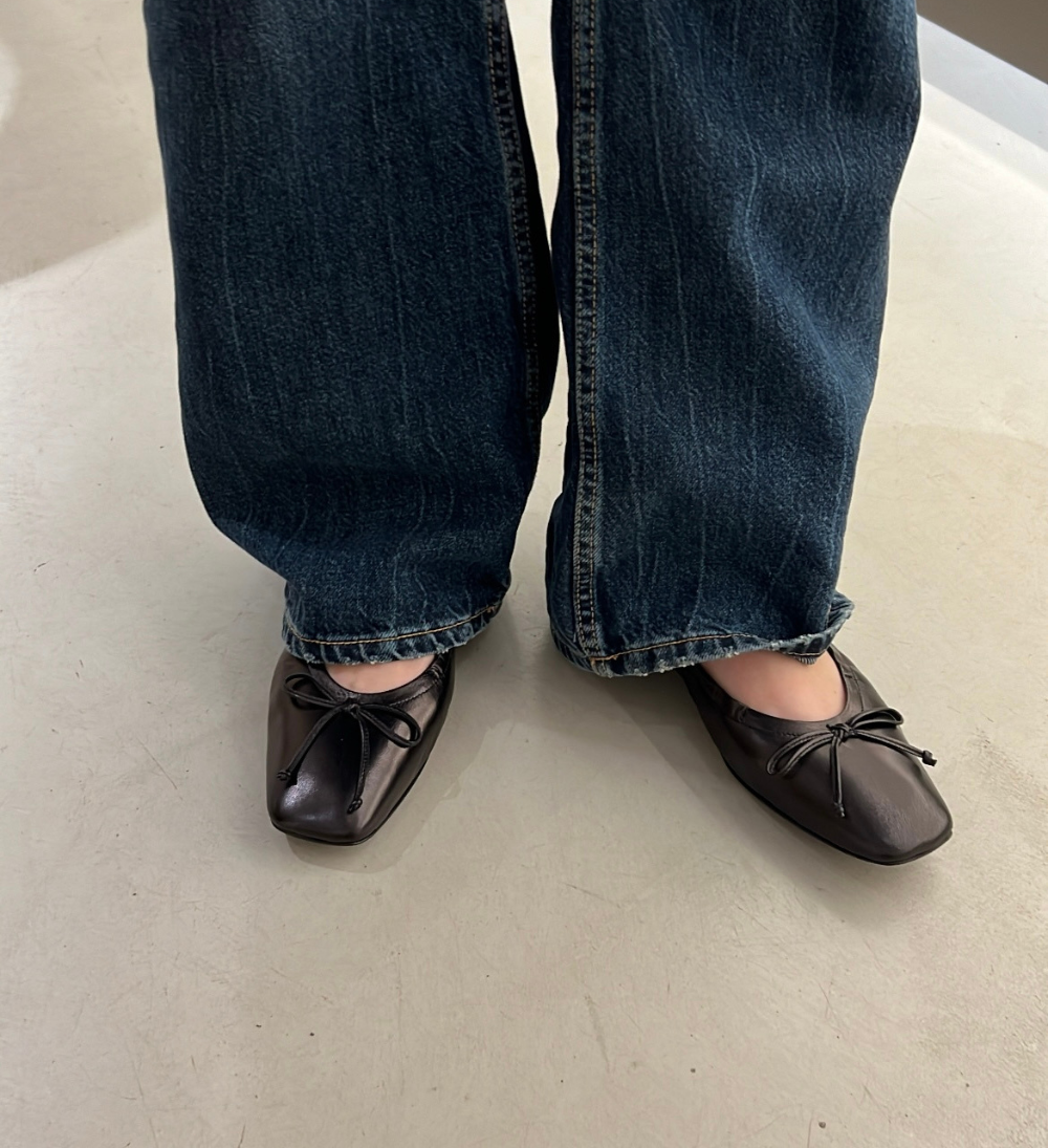 Brigitte ballerinaer, sort læder