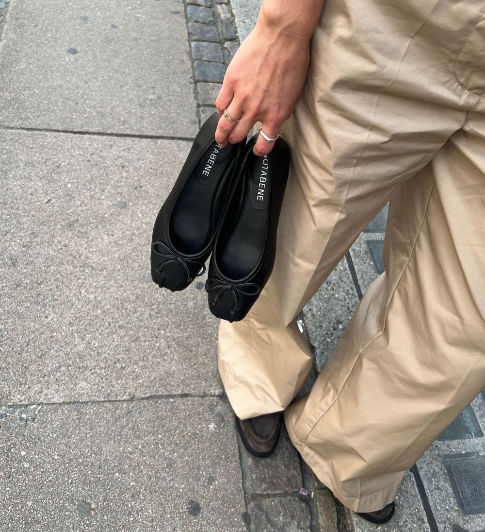 Serena ballerina, sort læder