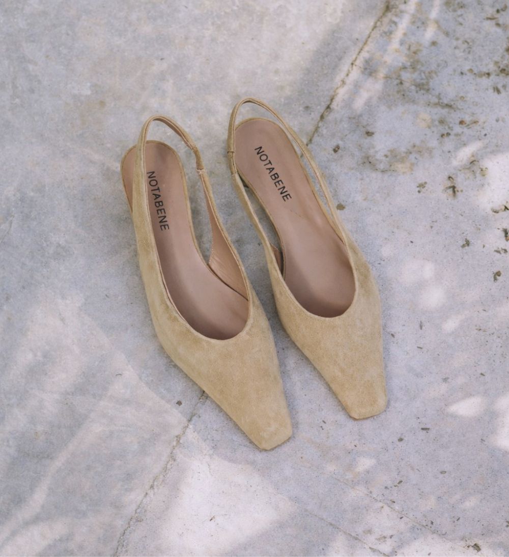 Gisella slingback ballerina, camel suede