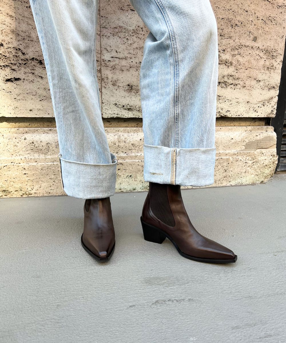 Luna 50 støvler, mørkebrun læder