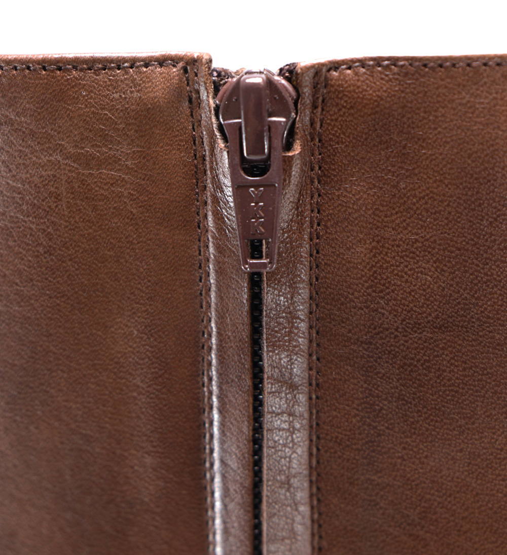 Achilla zip støvler, mørkebrun læder