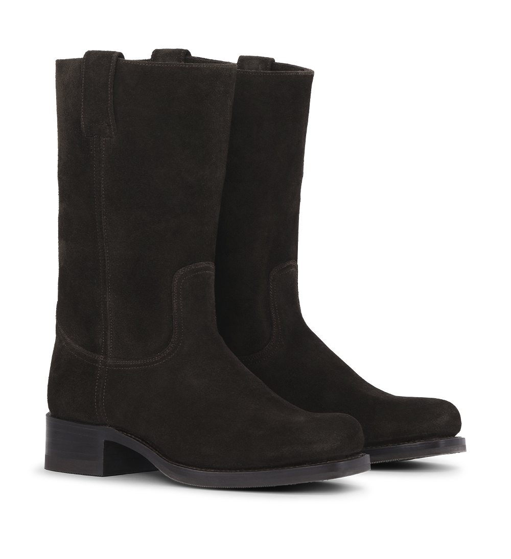 Achilles boots, dark brown leather