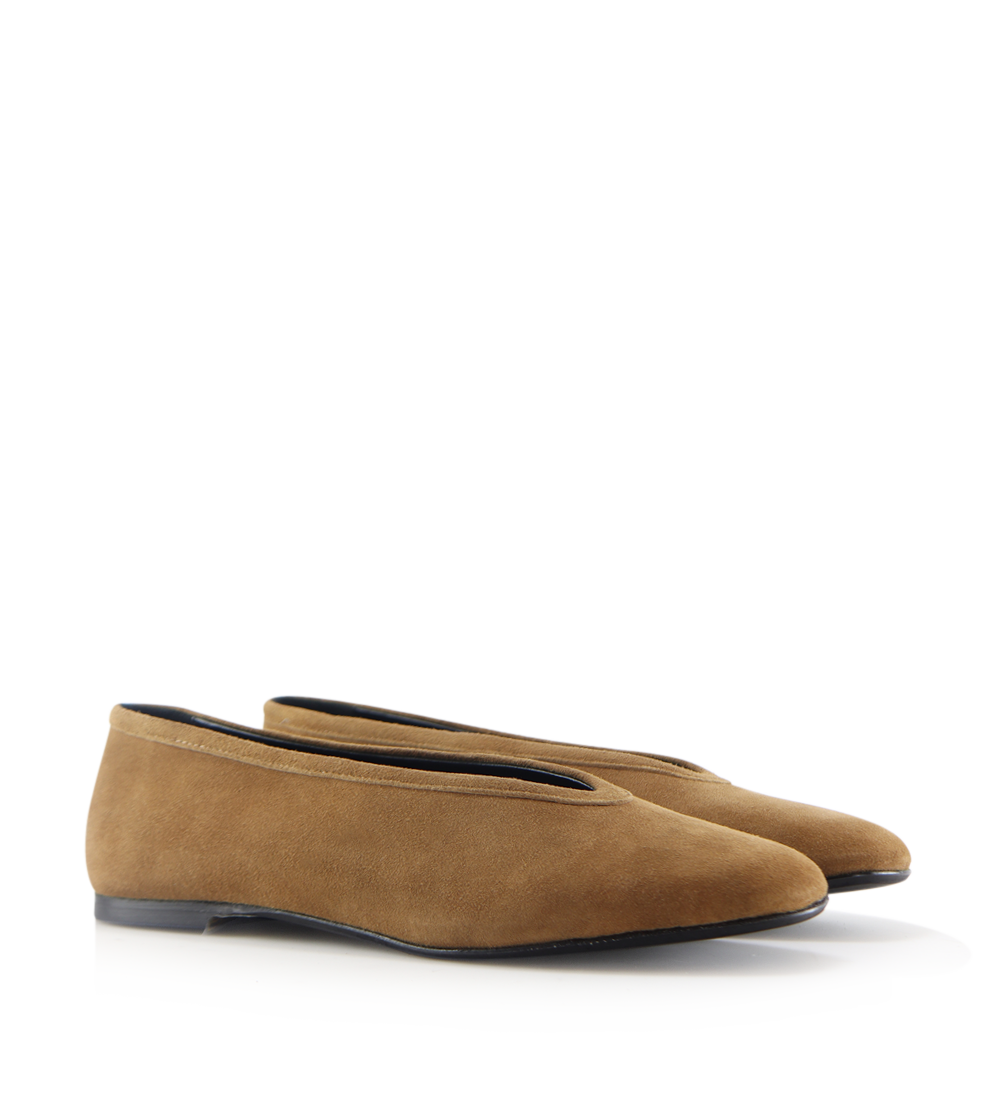 Betty ballerina, brun ruskind