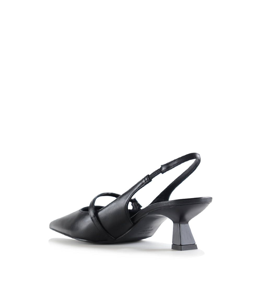 Elina 50 slingback stiletter, sort læder