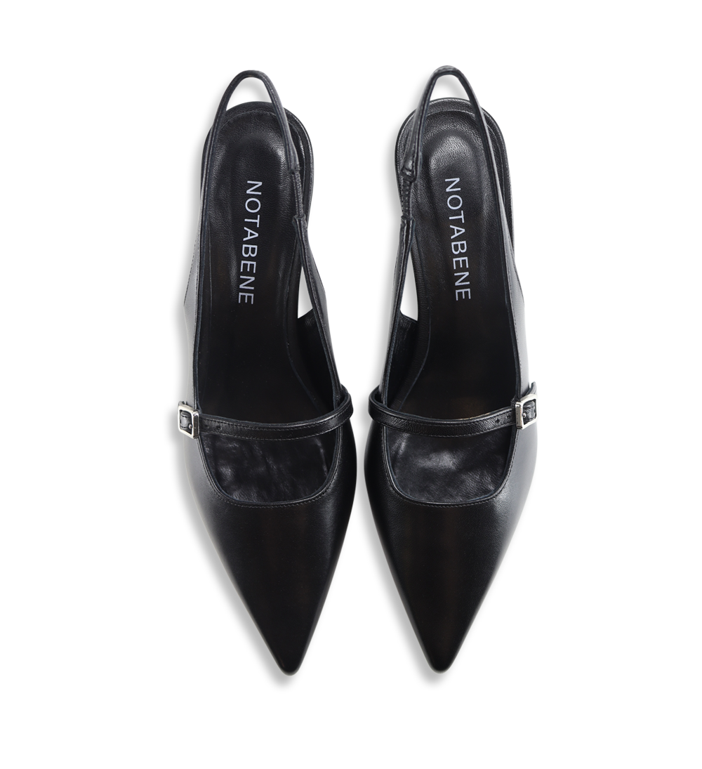 Elina 50 slingback stiletter, sort læder