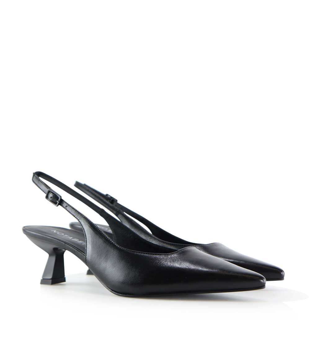 Elisa 50 buckle slingback stiletter, sort læder