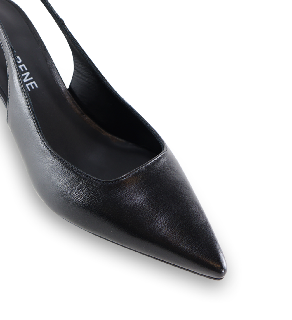 Elisa 50 buckle slingback stiletter, sort læder