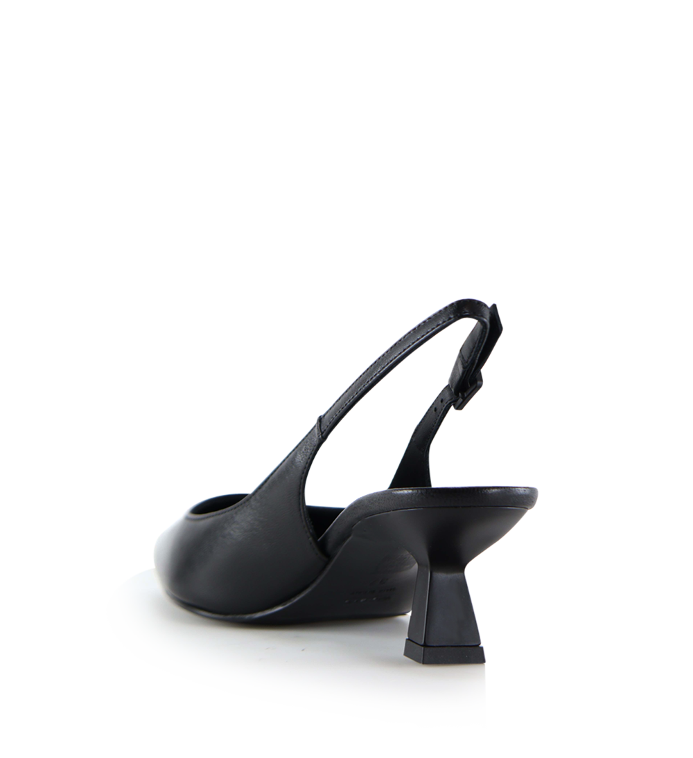 Elisa 50 buckle slingback stiletter, sort læder