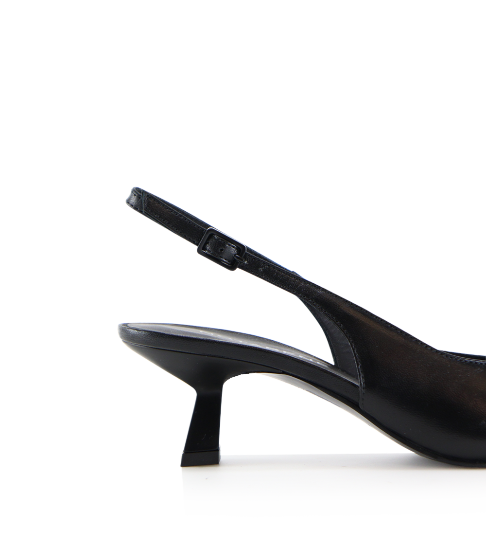 Elisa 50 buckle slingback stiletter, sort læder