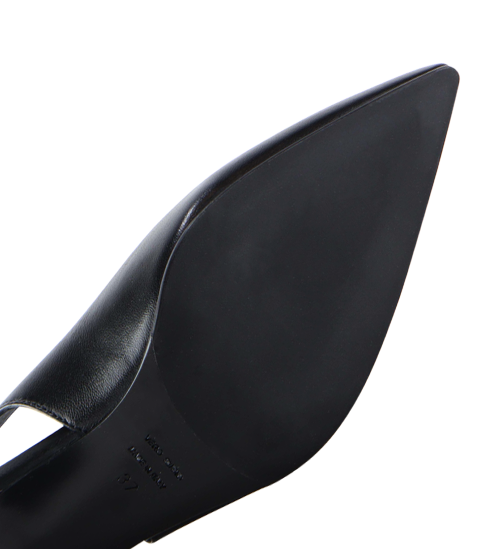 Elisa 50 buckle slingback stiletter, sort læder