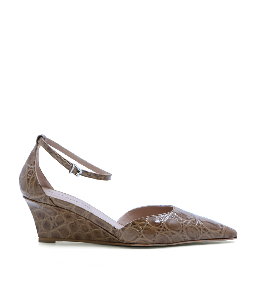 Elsa 50 wedge heel, brown croco