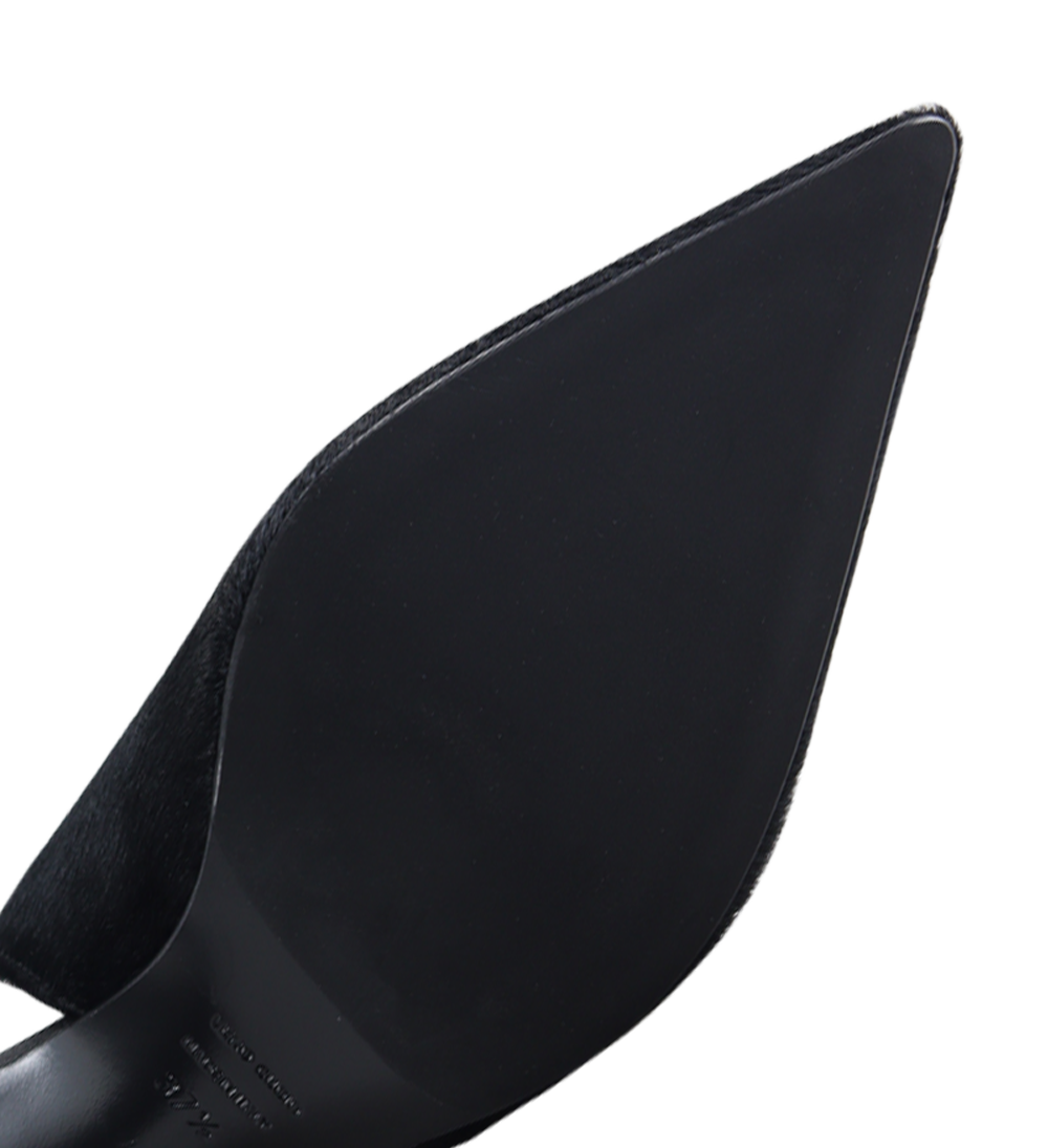 Emilia low 70 slingback stilettos, black cow fur