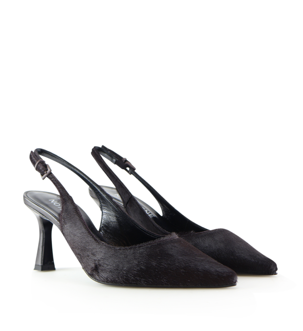 Emilia Low 70 slingback stiletter, mørkebrun kopels