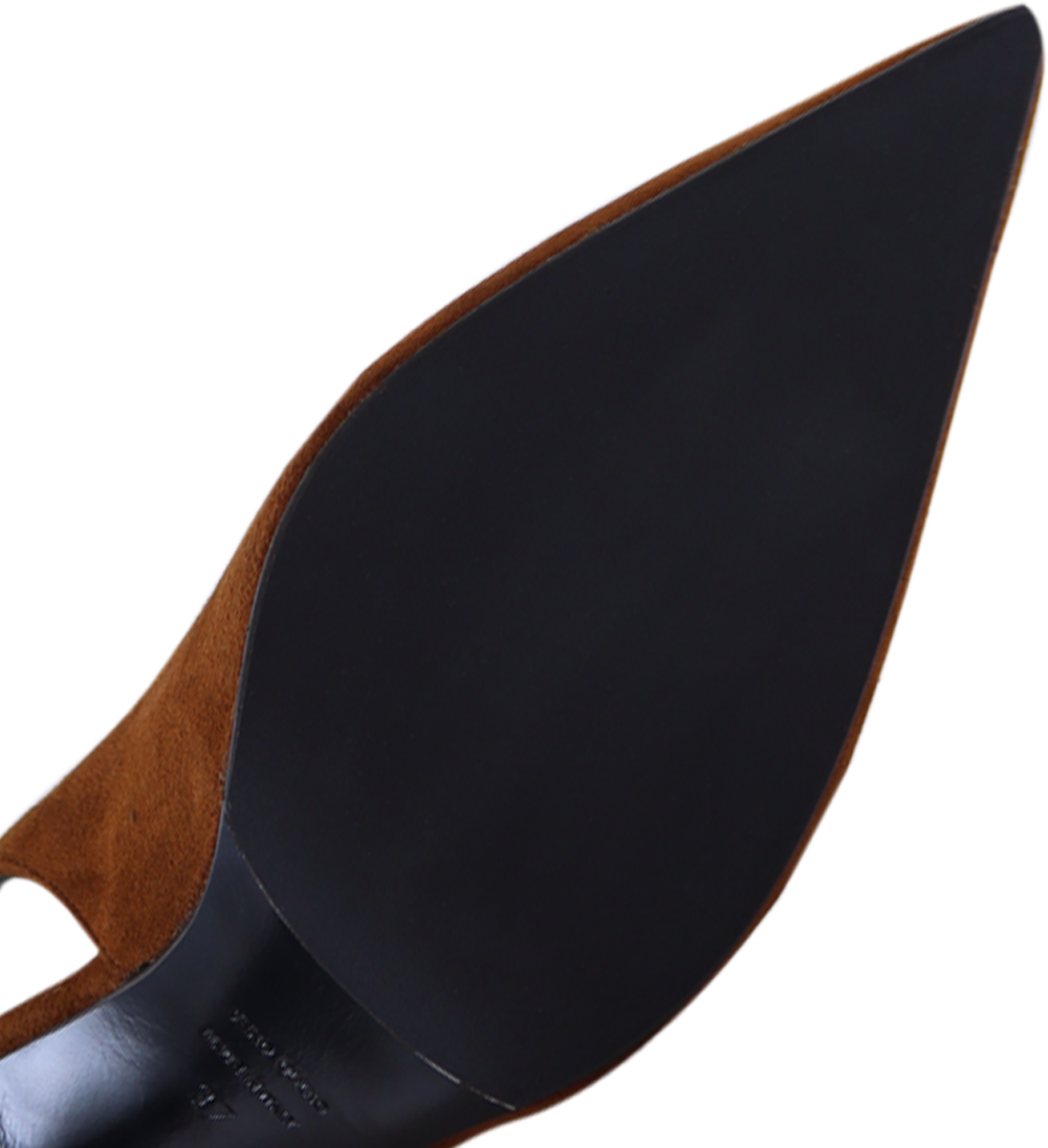 Emilia 90 slingback stilettos, cognac suede