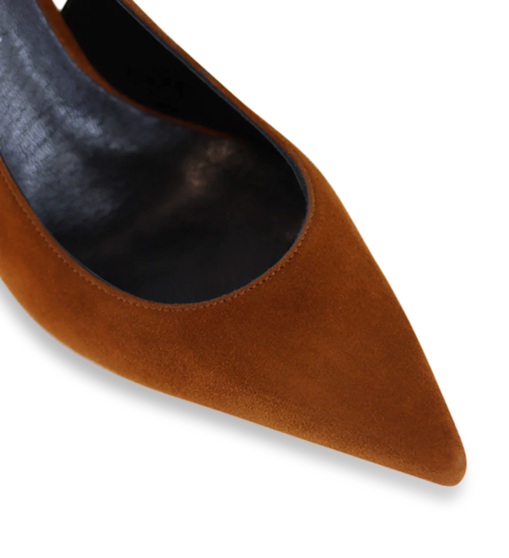Emilia 90 slingback stilettos, cognac suede