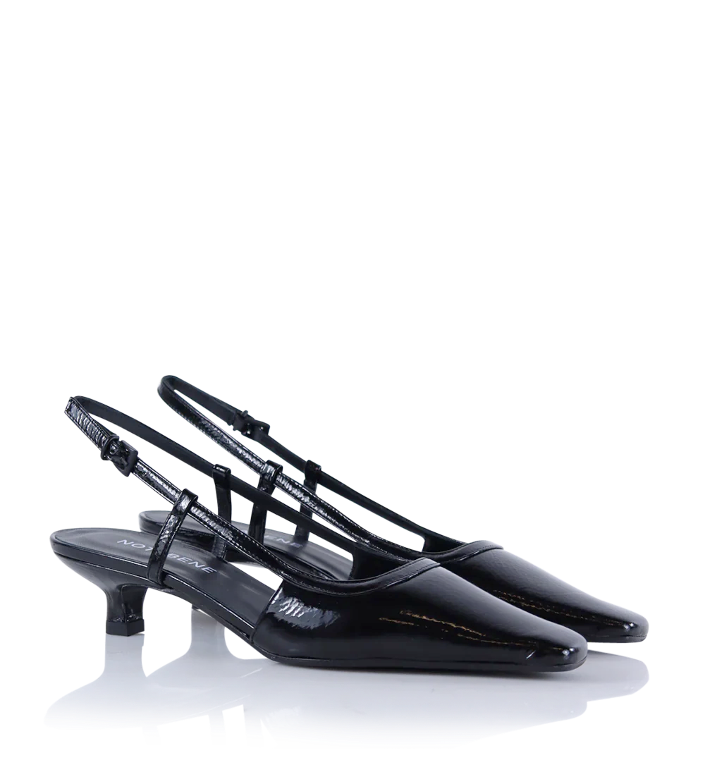 Elena 35 slingback stiletter, sort lak
