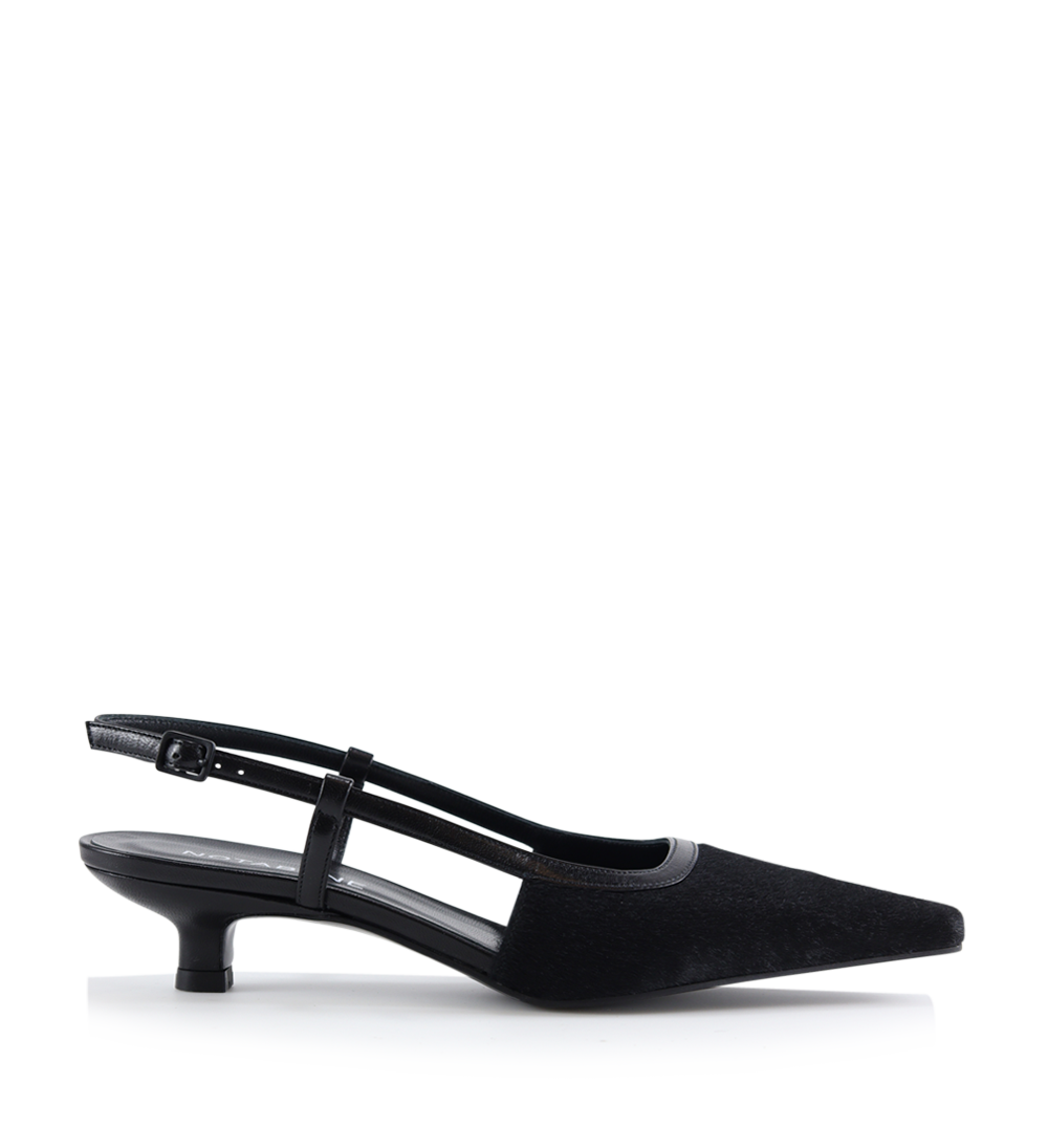 Elena 35 slingback stiletter, sort kopels