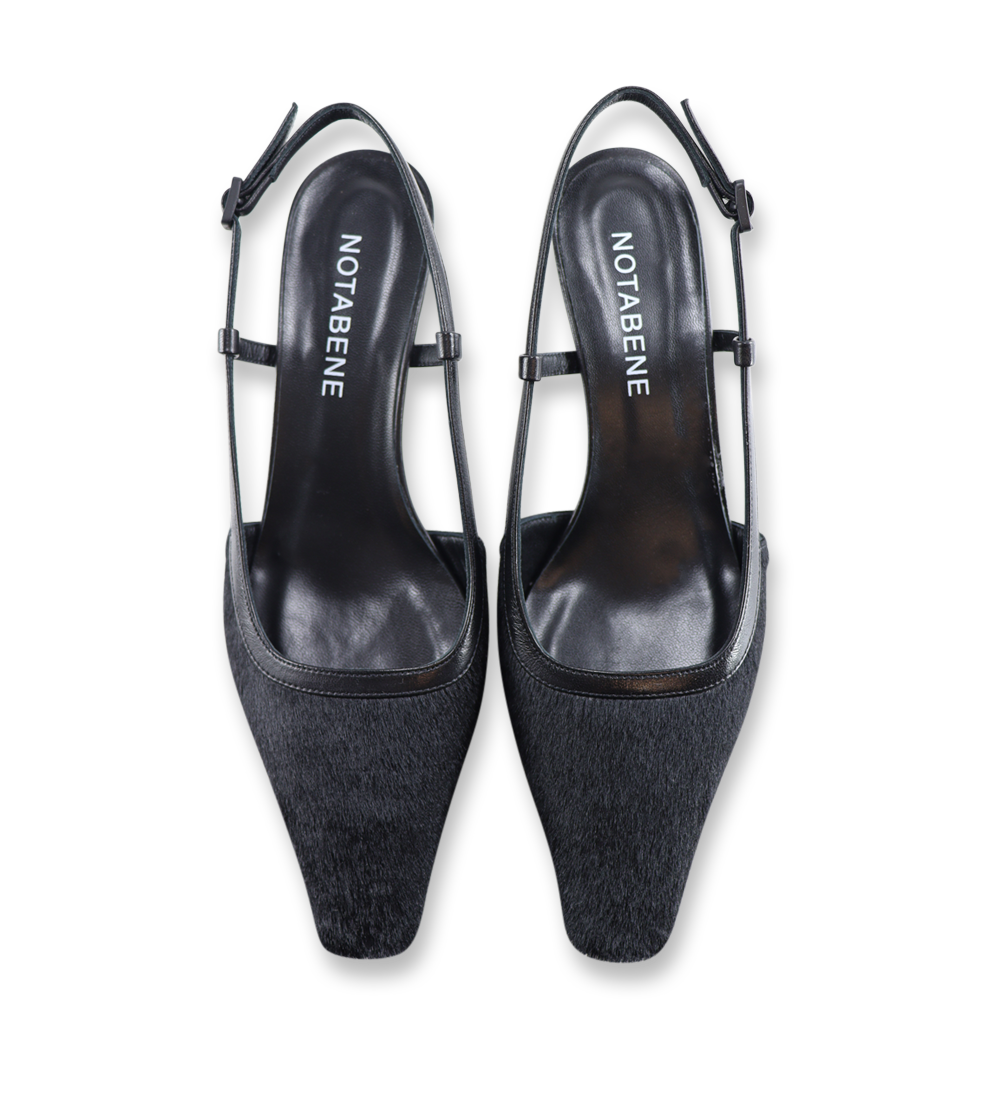Elena 35 slingback stiletter, sort kopels