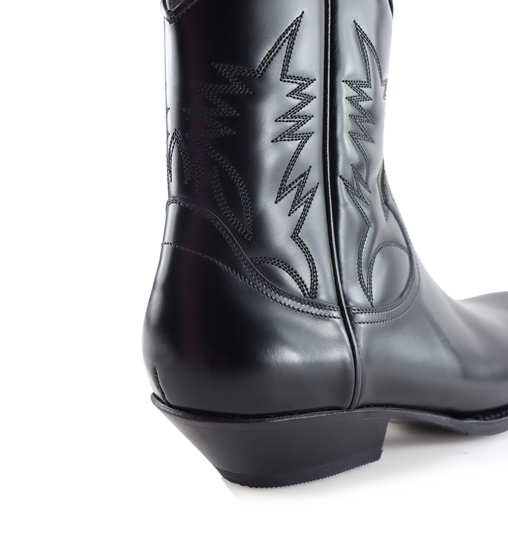 Django II 30 cowboy støvler, sort poleret læder