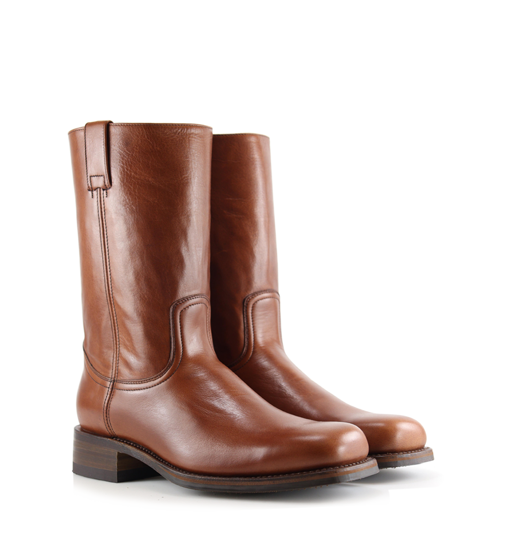 Achilles boots, brown leather