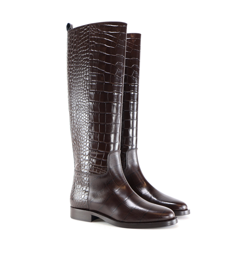 Izella støvler, mørkebrun croco