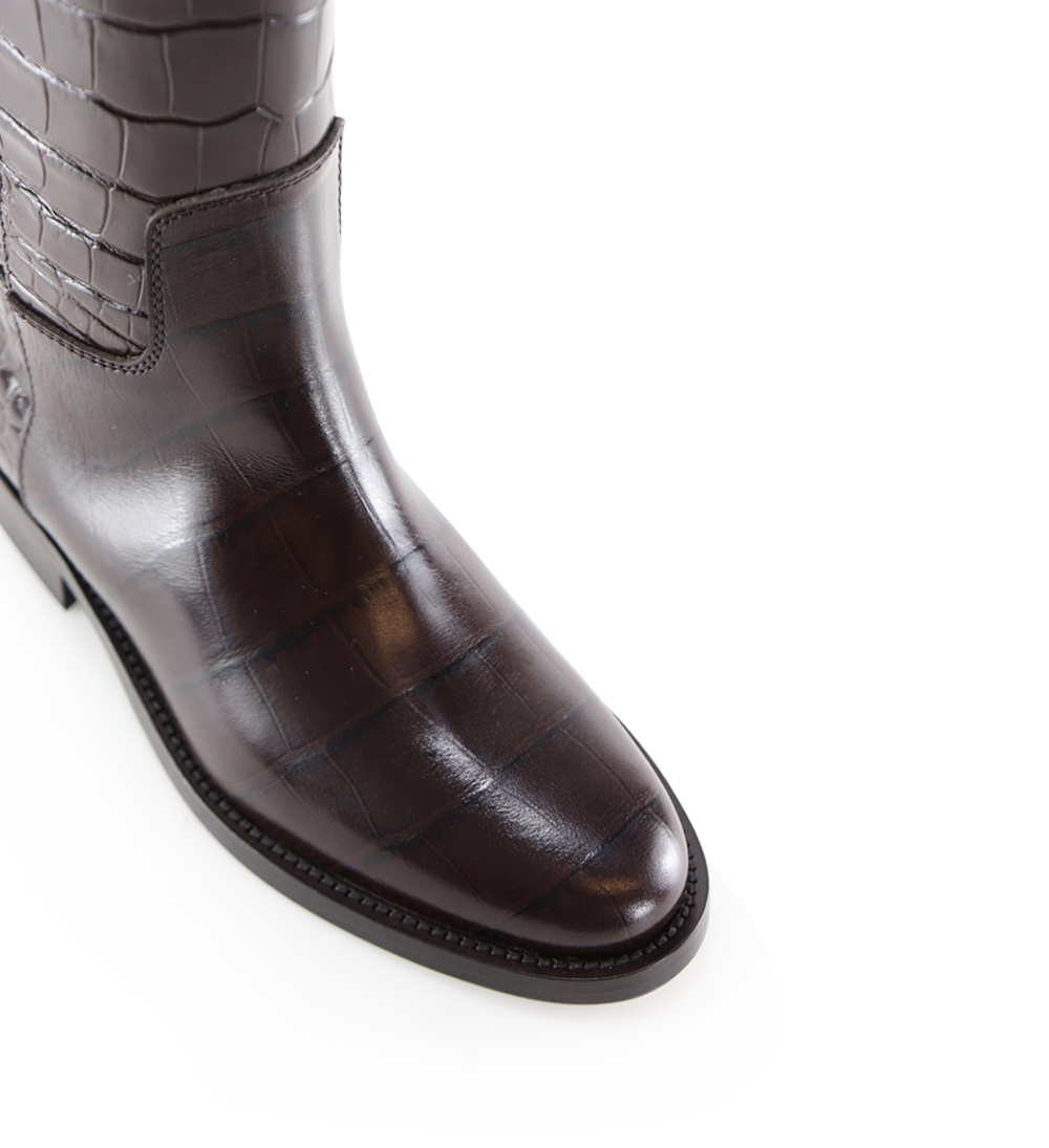 Izella støvler, mørkebrun croco