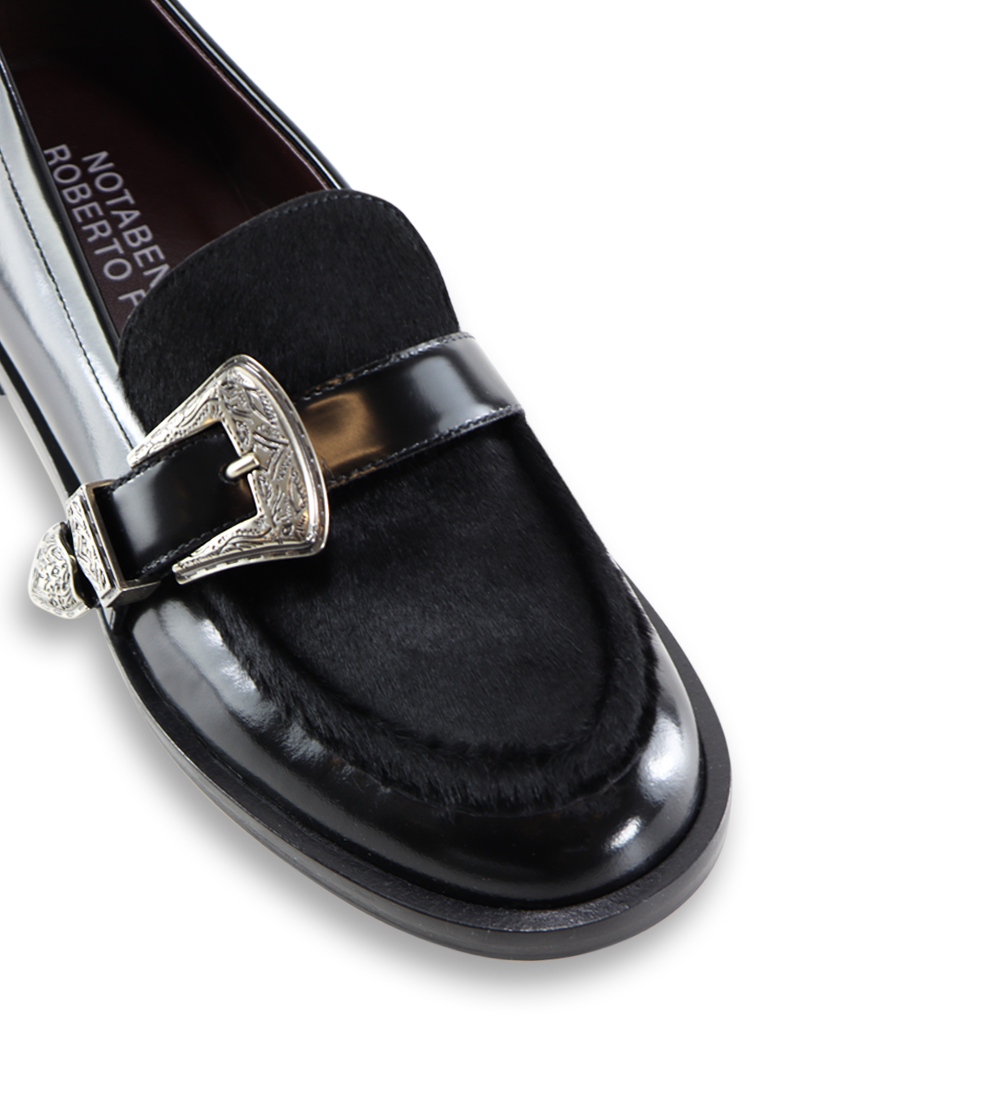 Corinna loafers, sort ko pels