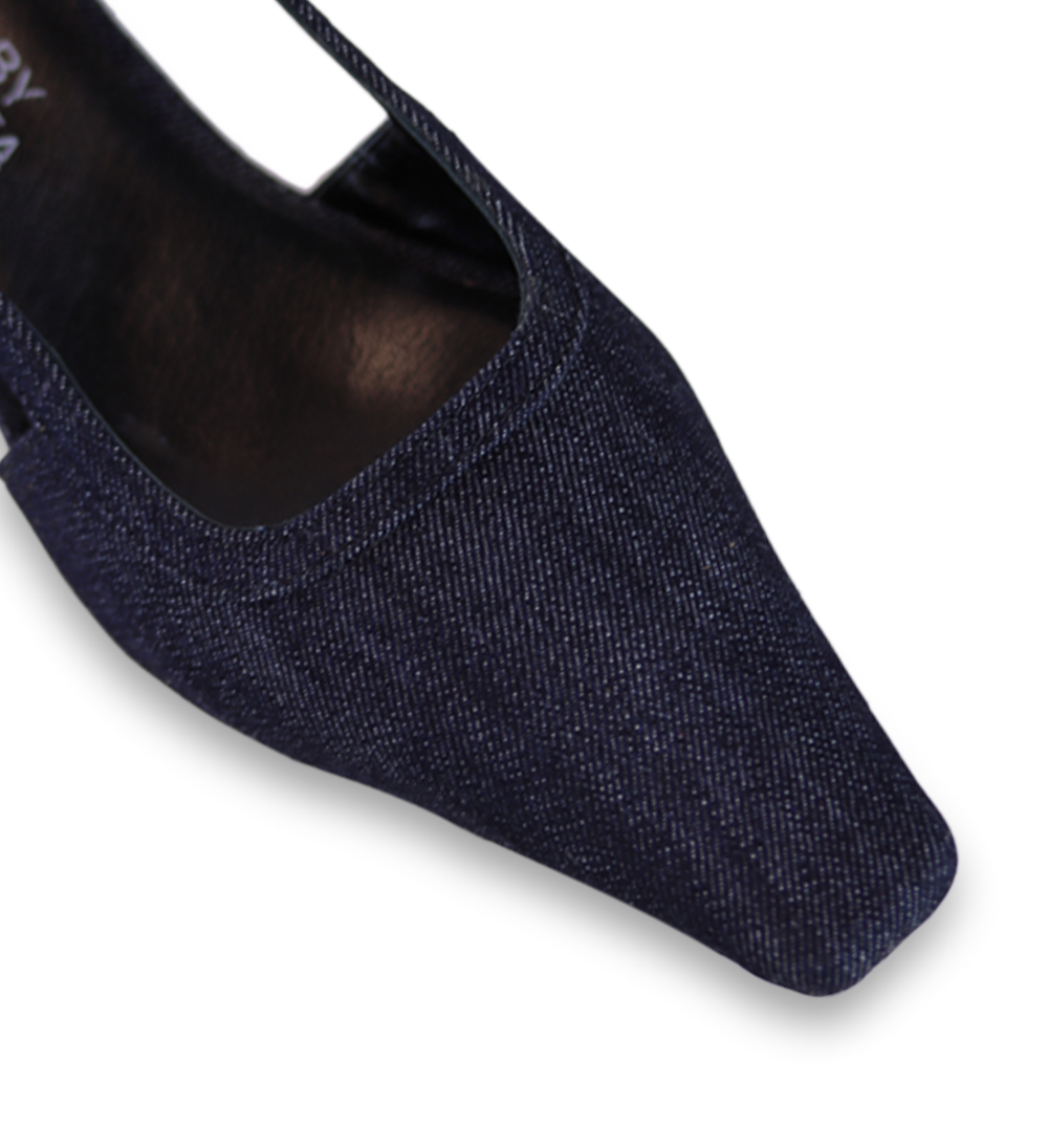 Elena 35 slingback stilettos, denim