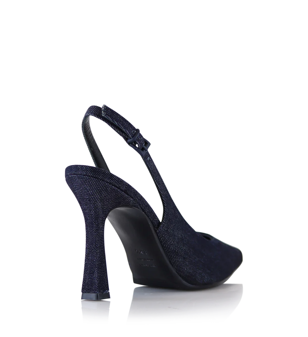 Emilia 90 slingback stilettos, denim