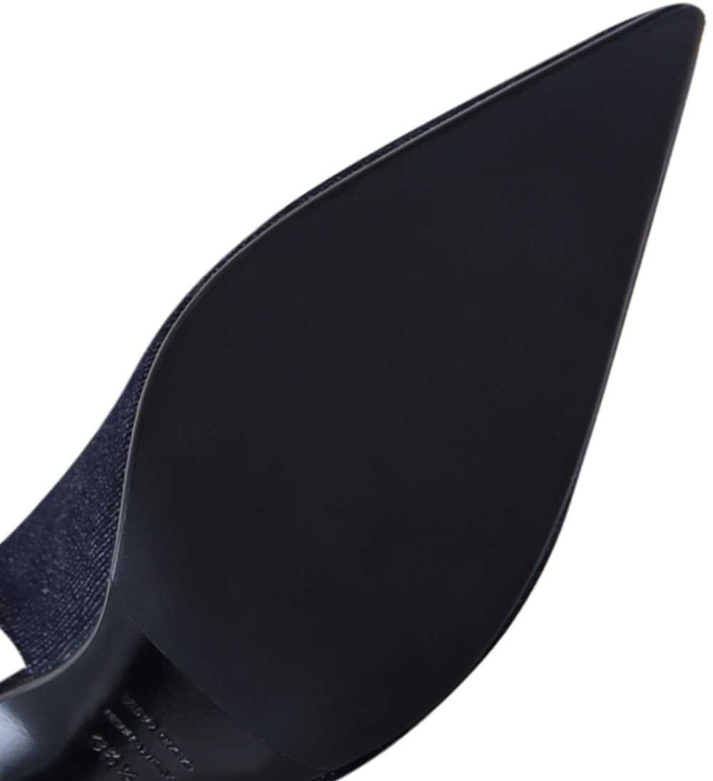 Emilia 90 slingback stilettos, denim