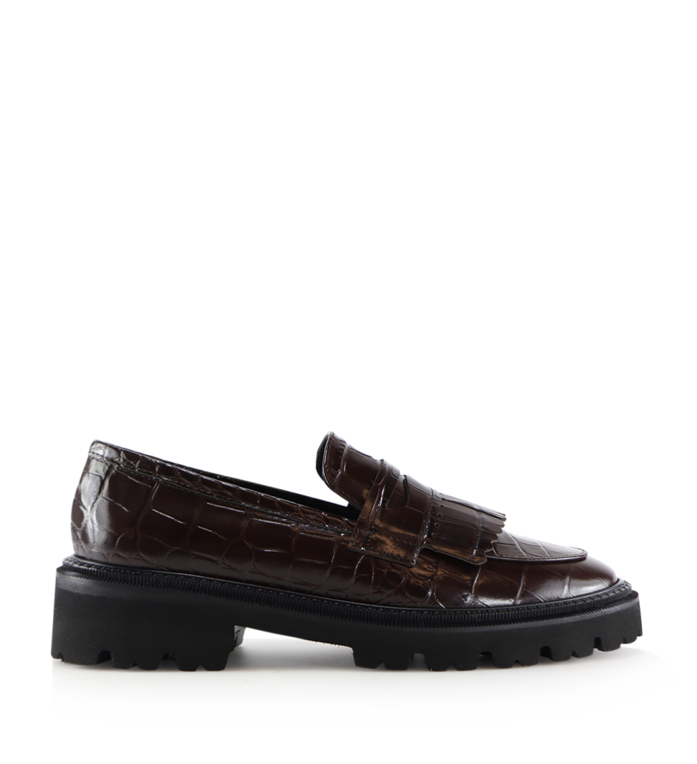 Tereza loafers, mørkebrun croco