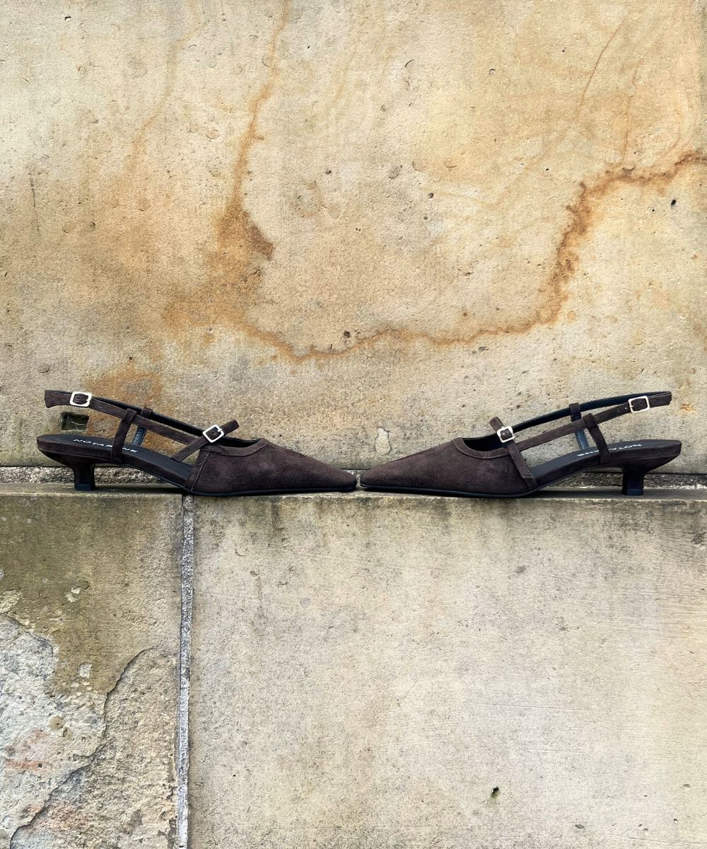 Elenne 35 slingback stiletter, mørkebrun ruskind