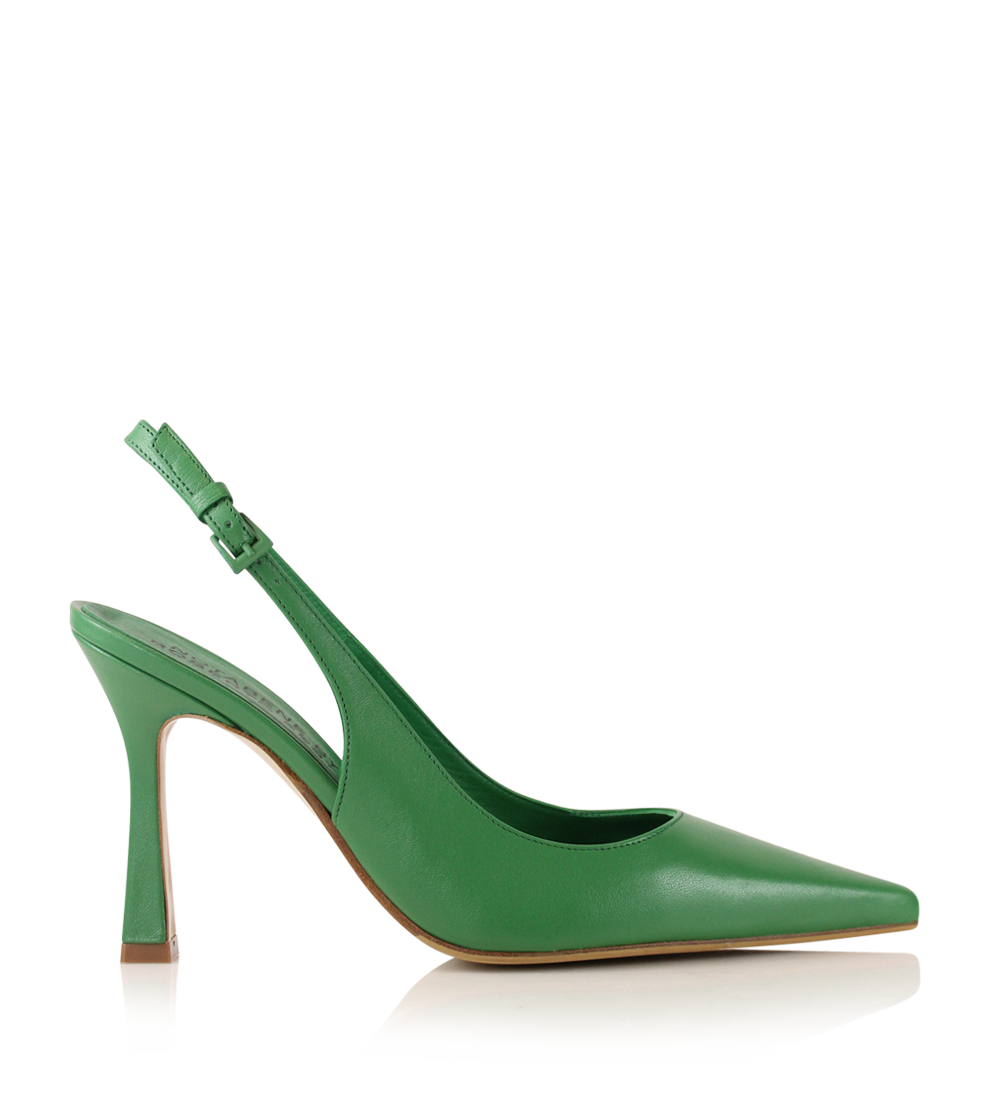 Emilia 90 slingback stiletter, grøn læder