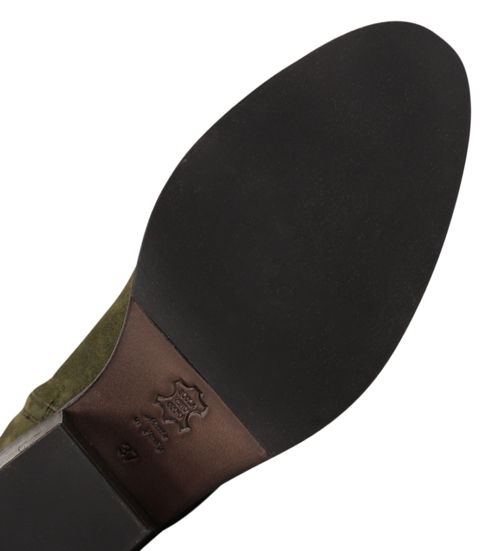 Anna 50 zip støvler, olive ruskind