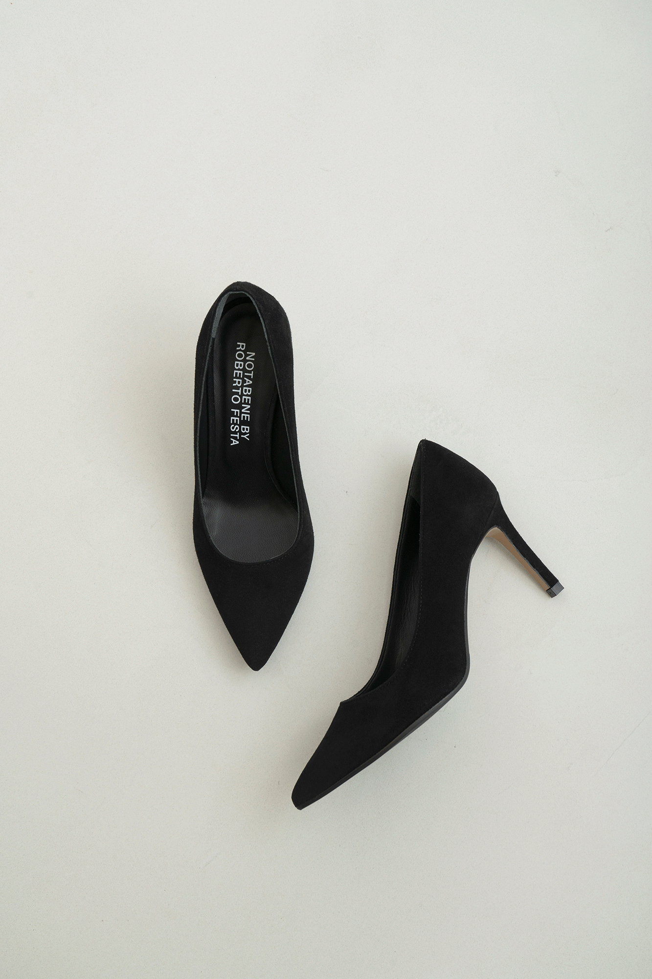 Carolina 70 stiletter, sort ruskind