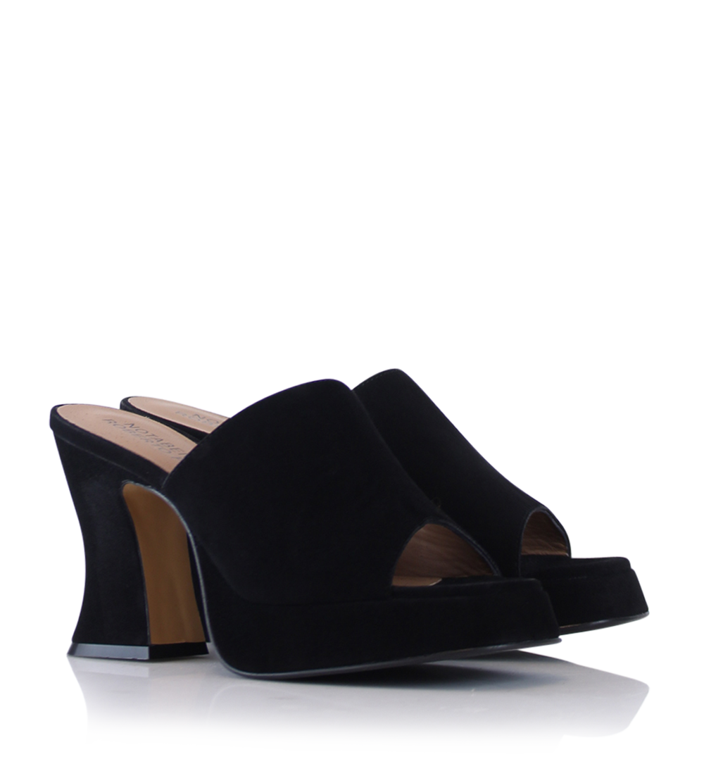 Amara plateau sandals, black suede