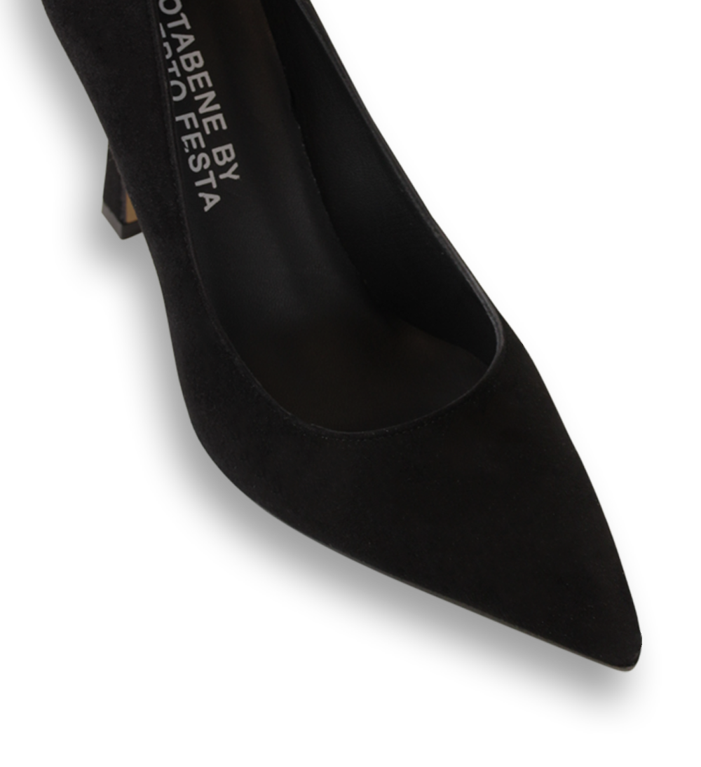 Angelika 90 stiletter, sort ruskind