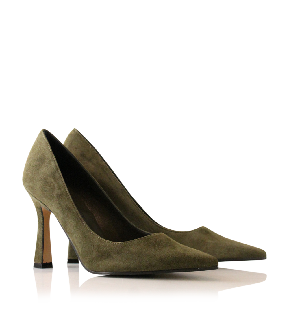 Angelika 90 stiletter, grøn ruskind