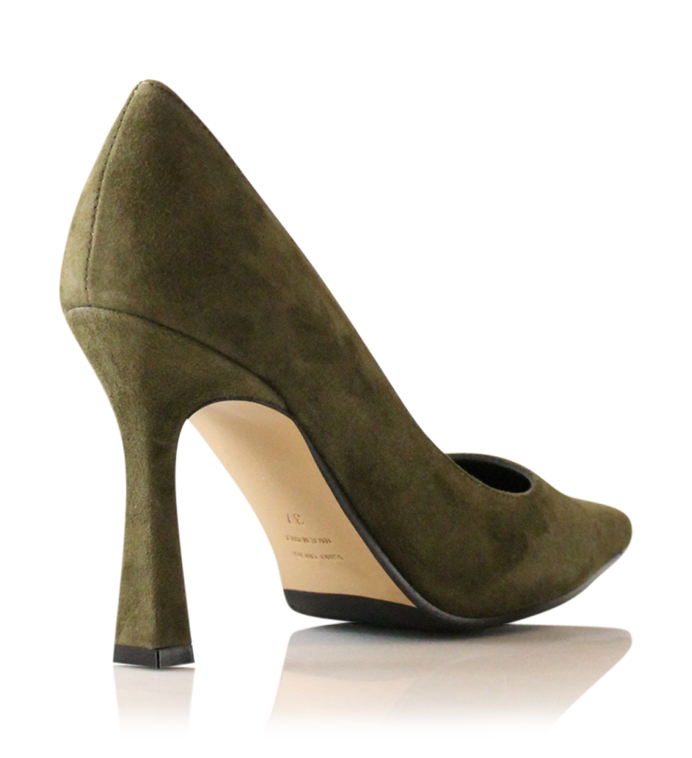 Angelika 90 stiletter, grøn ruskind