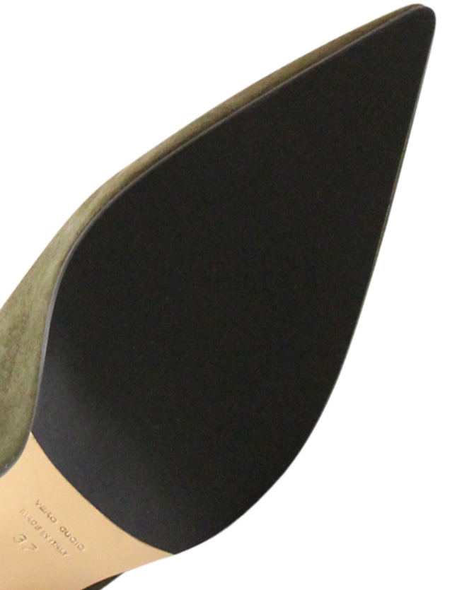 Angelika 90 stiletter, grøn ruskind