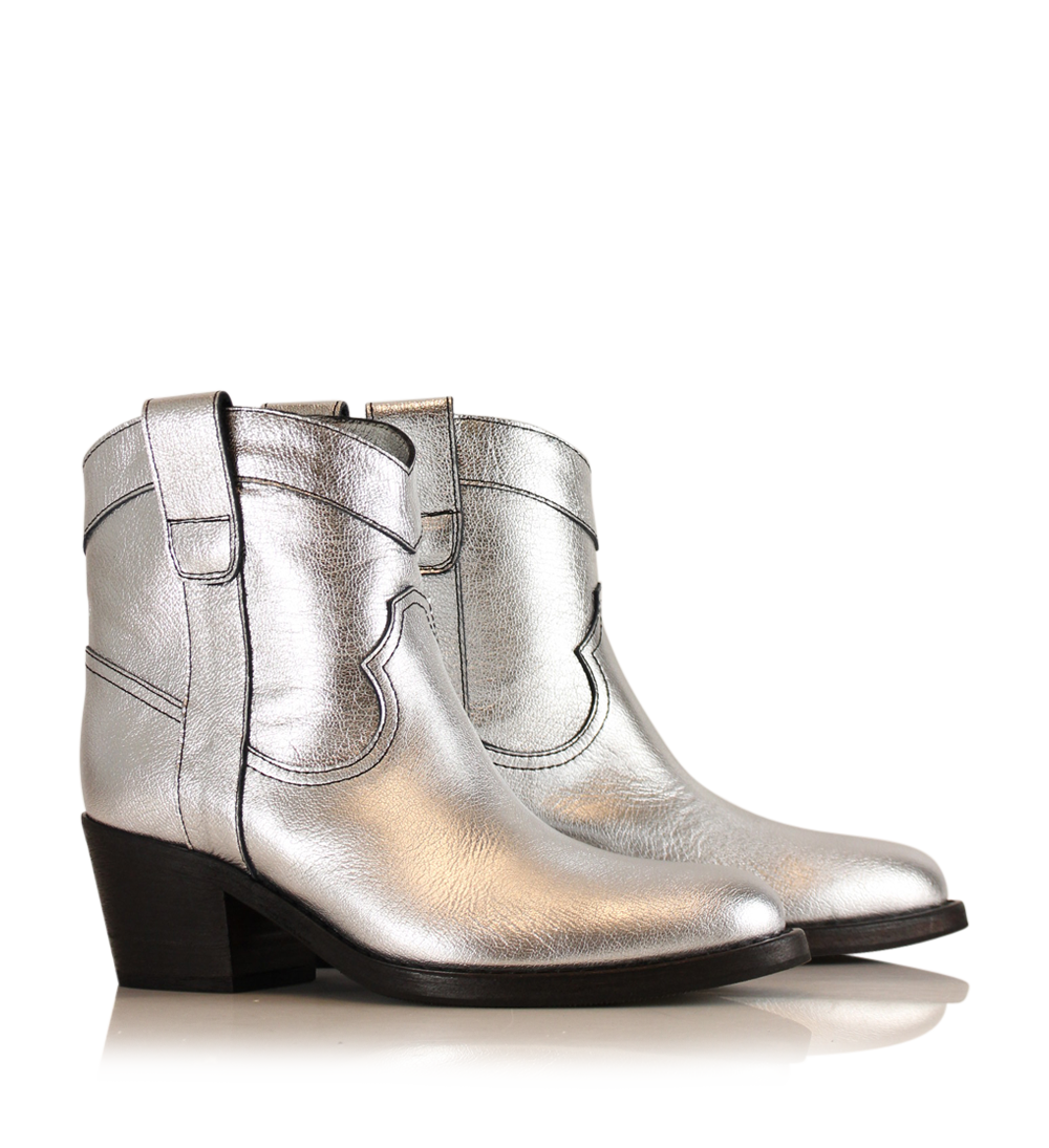 Annika støvler, sølv læder
