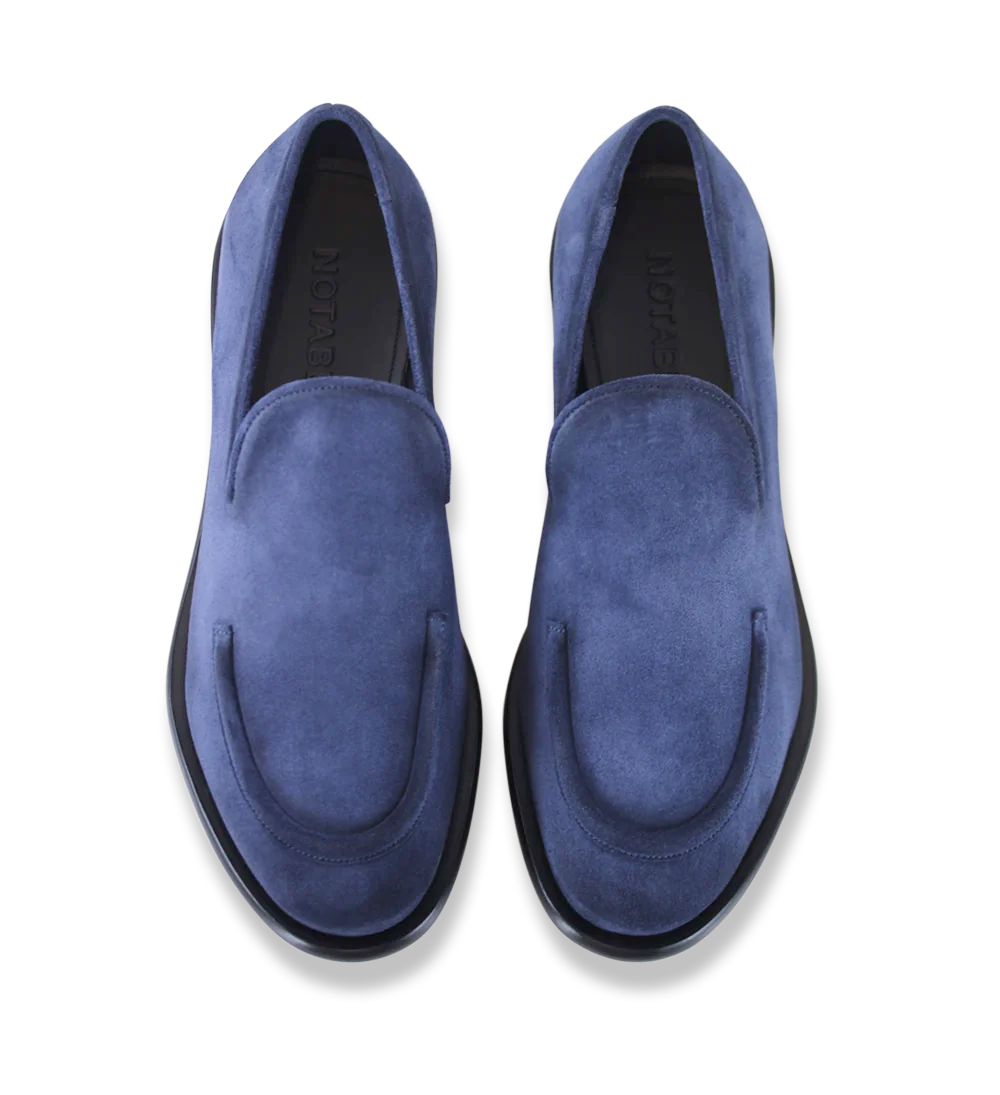 Antonio loafers, blå ruskind