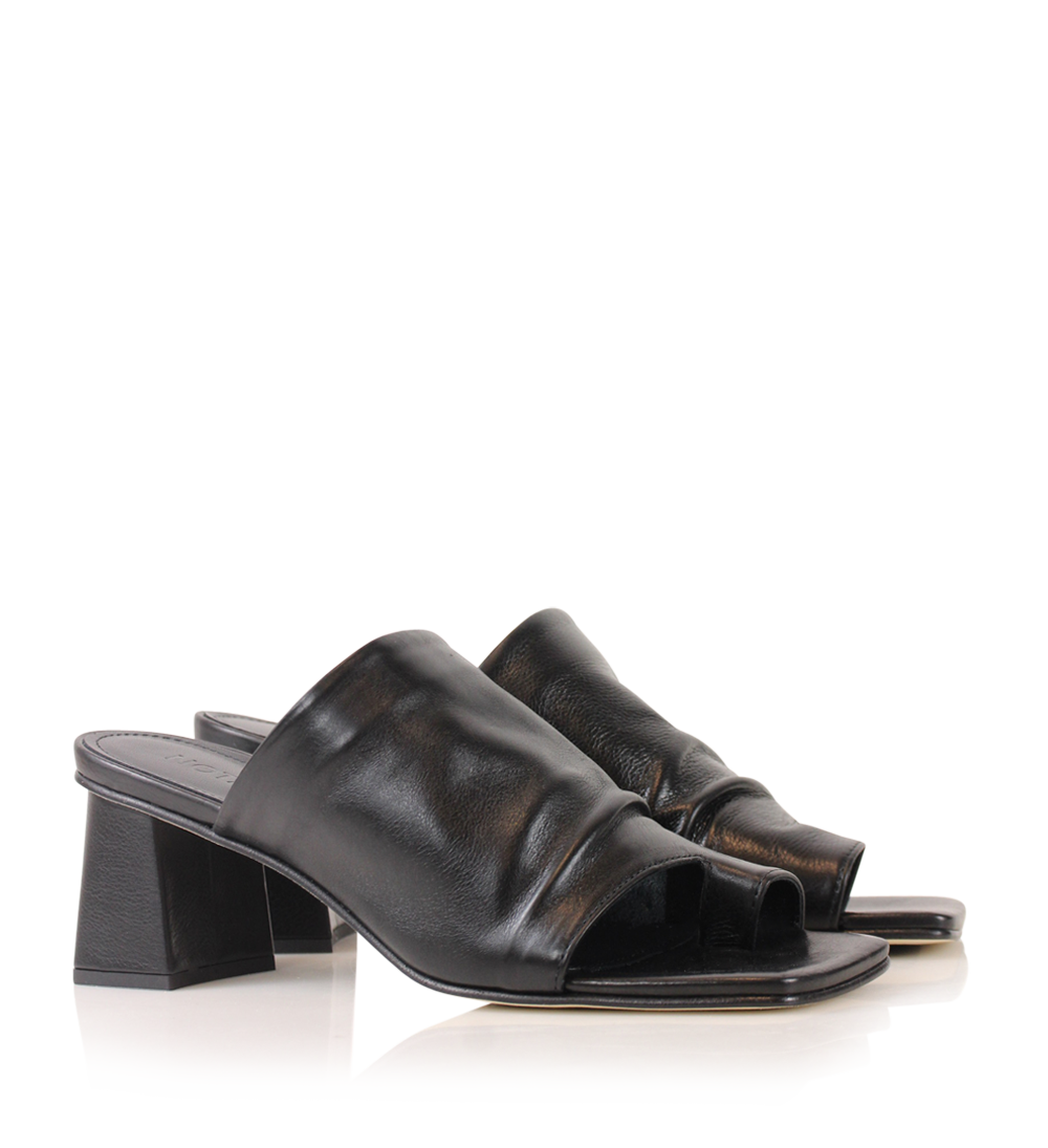 Ariana II sandaler, sort læder