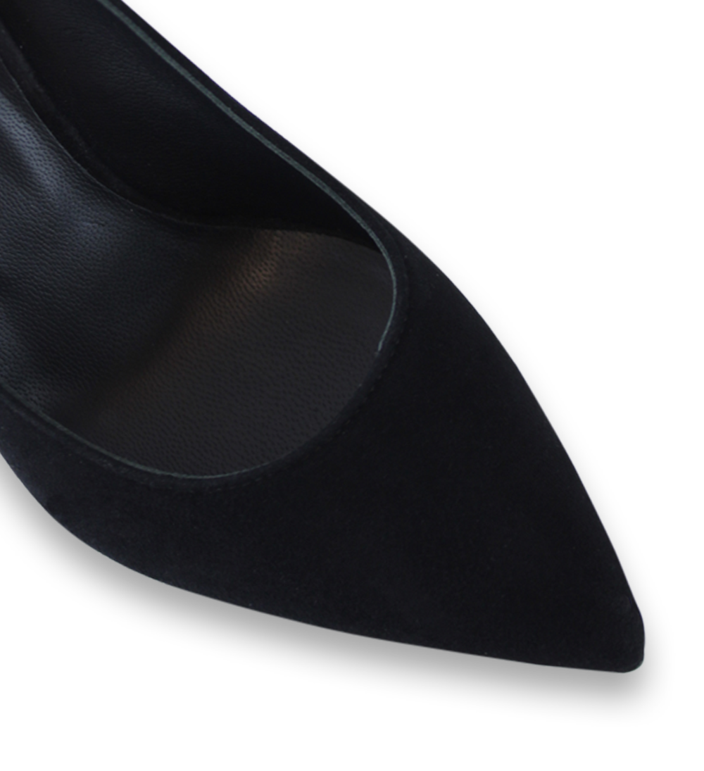 Carolina 70 stiletter, sort ruskind